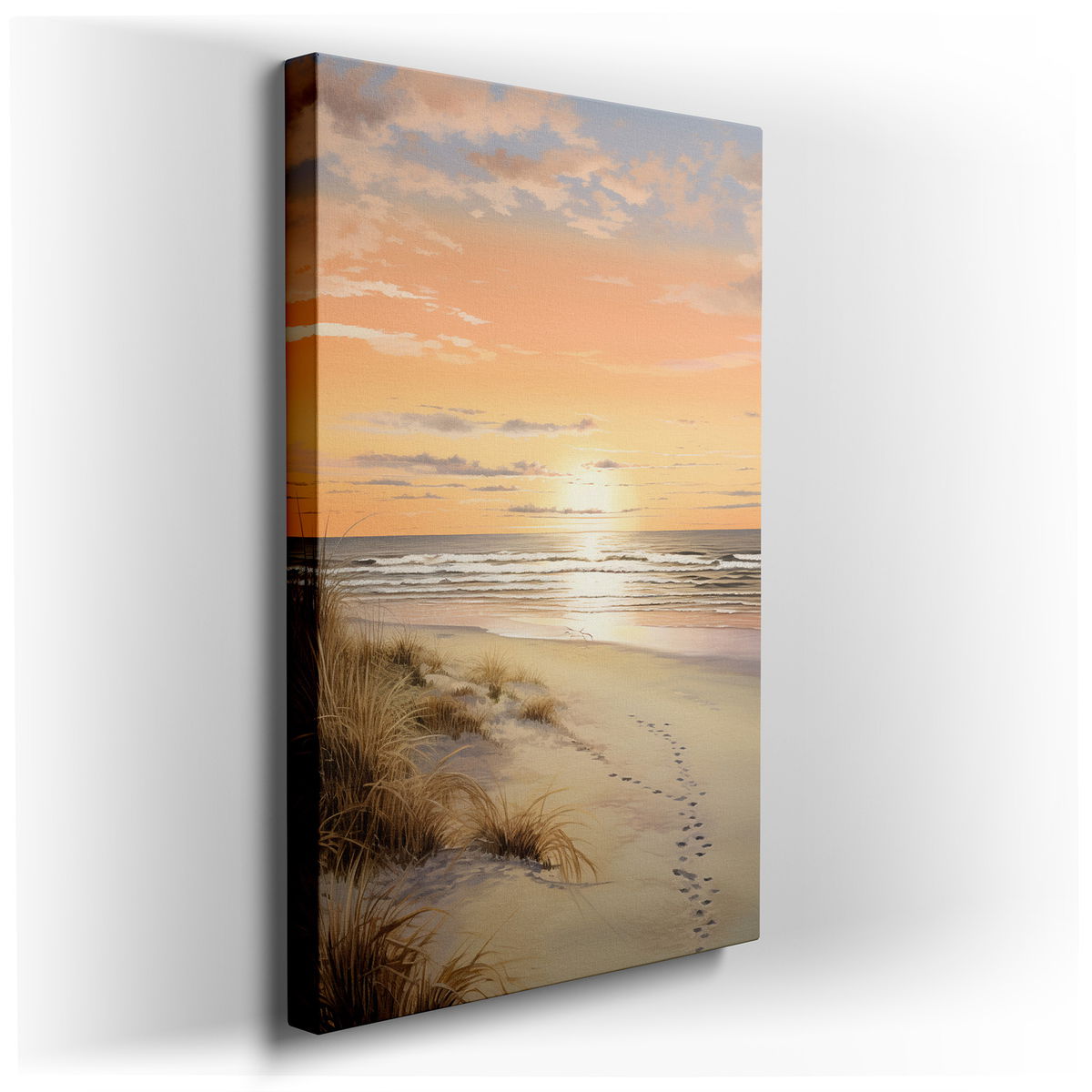 Serene Beach at Sunset - Tranquil Canvas Wall Art