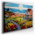 Serene Beach House Scene: Coastal Elegance in Art - Canvas Wall Art