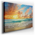 Serene Beach Sunrise - Tranquil Ocean Waves Canvas Wall Art