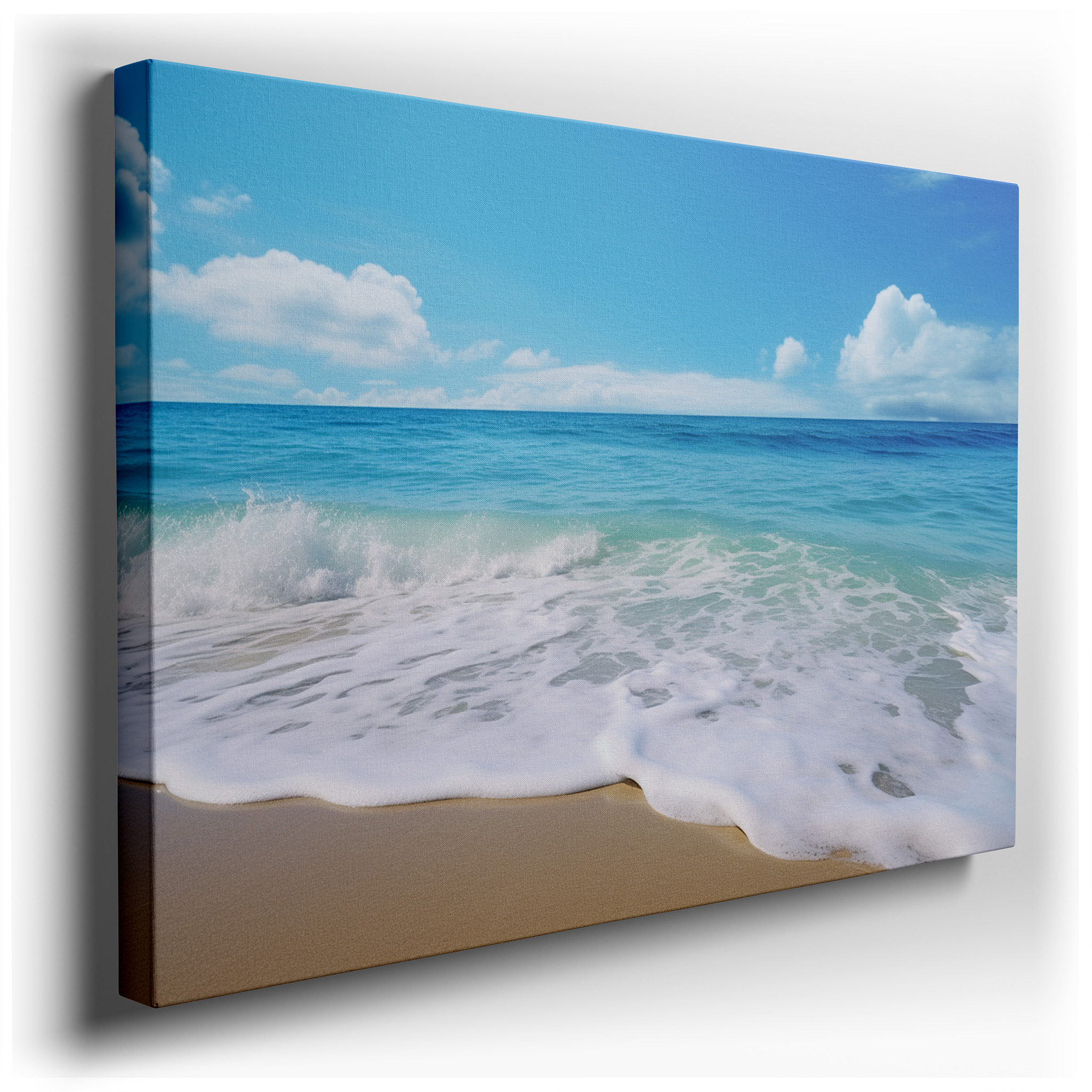 Serene Beachscape Canvas Wall Art Featuring Crystal - Clear Waters and Azure Sky for Office, Bedroom, and Living Room