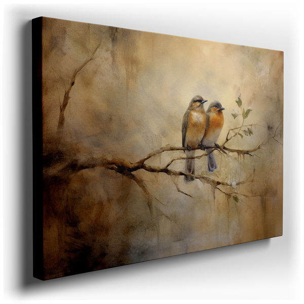 Serene Birds on a Branch - Tranquil Canvas Art