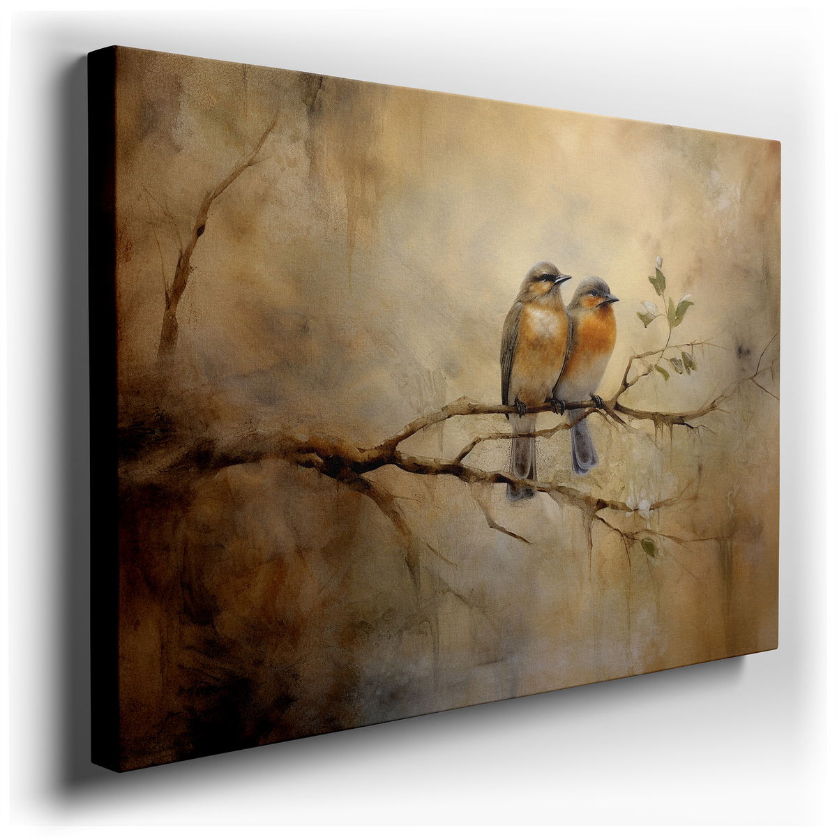 Serene Birds on a Branch - Tranquil Canvas Art