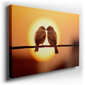 Serene Birds on a Wire - Vibrant Sunset Canvas Wall Art