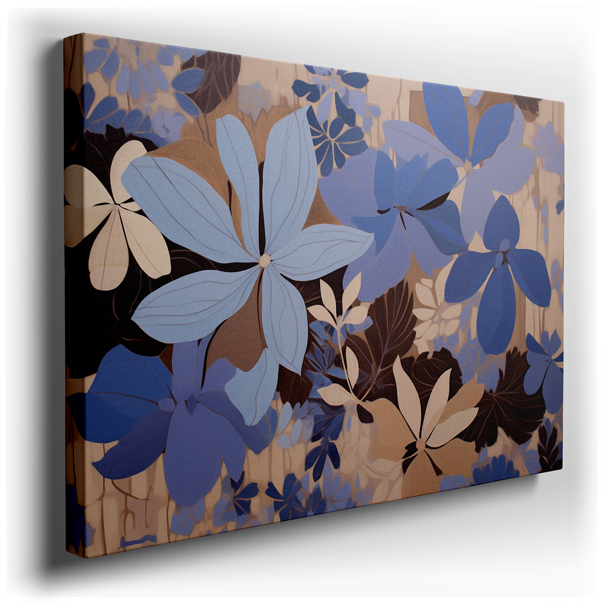 Serene Blue Floral Elegance Featuring Tranquil Hydrangeas and Soft Foliage: Large Canvas Wall Art for Office and