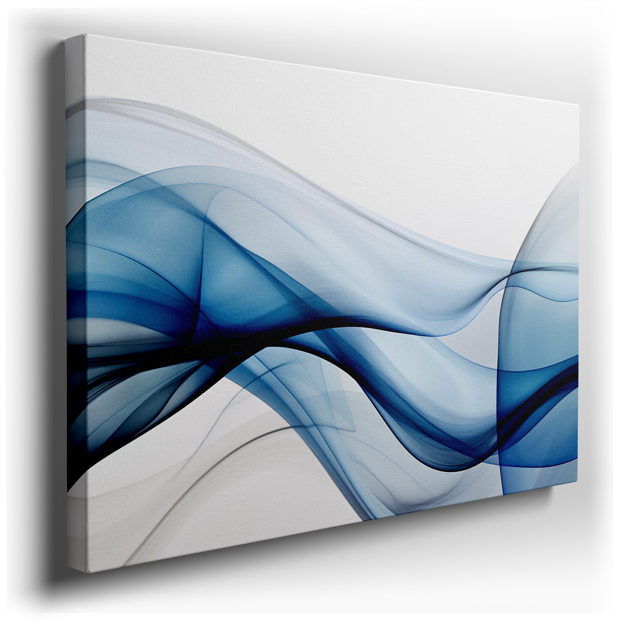 Serene Blue Waves: Abstract Expression in Large Canvas Wall Art for Office Decor wrapped canvas - main product photo