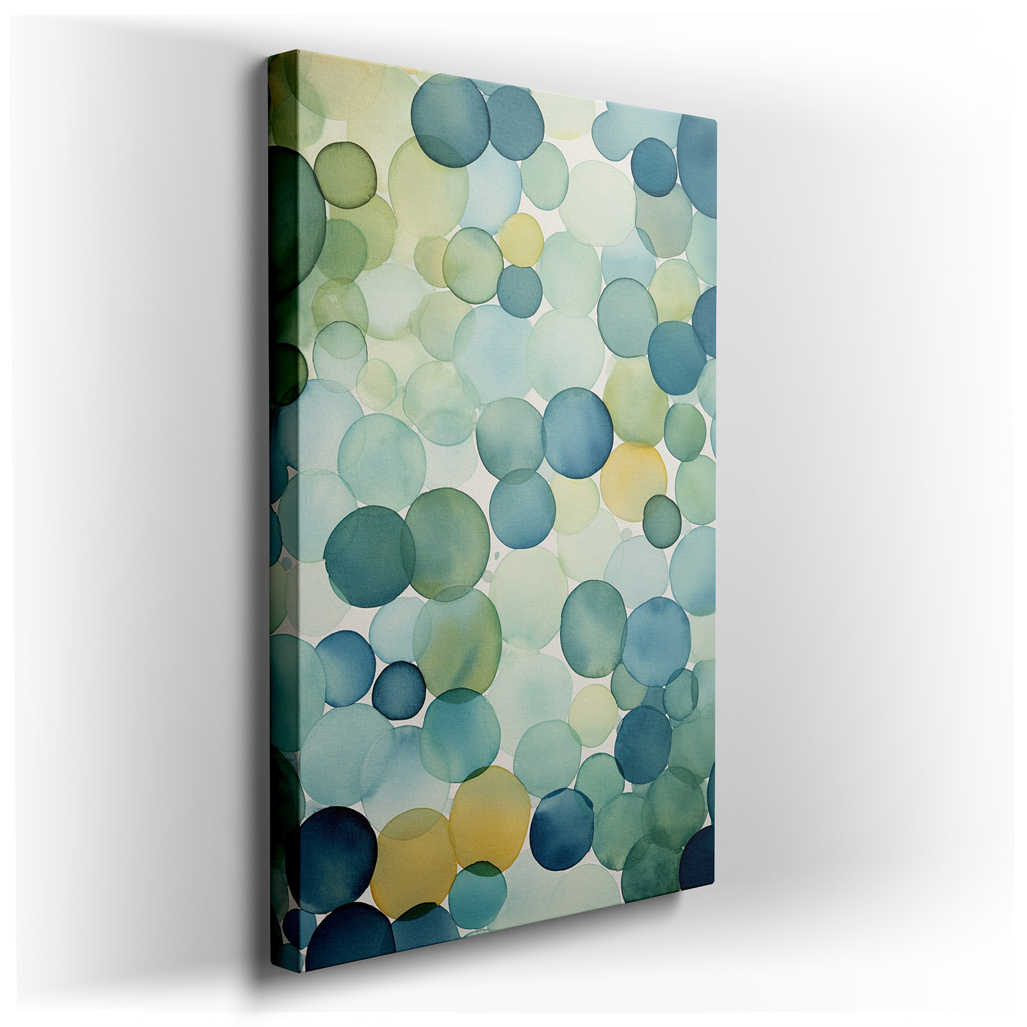 Serene Bubbles in Blues and Greens: Tranquil Abstract Art for Harmonious Spaces - Large Wall Art, Canvas Wall Art, Wall
