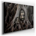 Serene Buddha Amidst Ancient Roots - Zen Canvas Wall Art