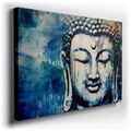 Serene Buddha Portrait in Calming Blue - Canvas Wall Art