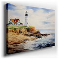 Serene Coastal Lighthouse Scene - Soft Pastel Canvas Wall Art