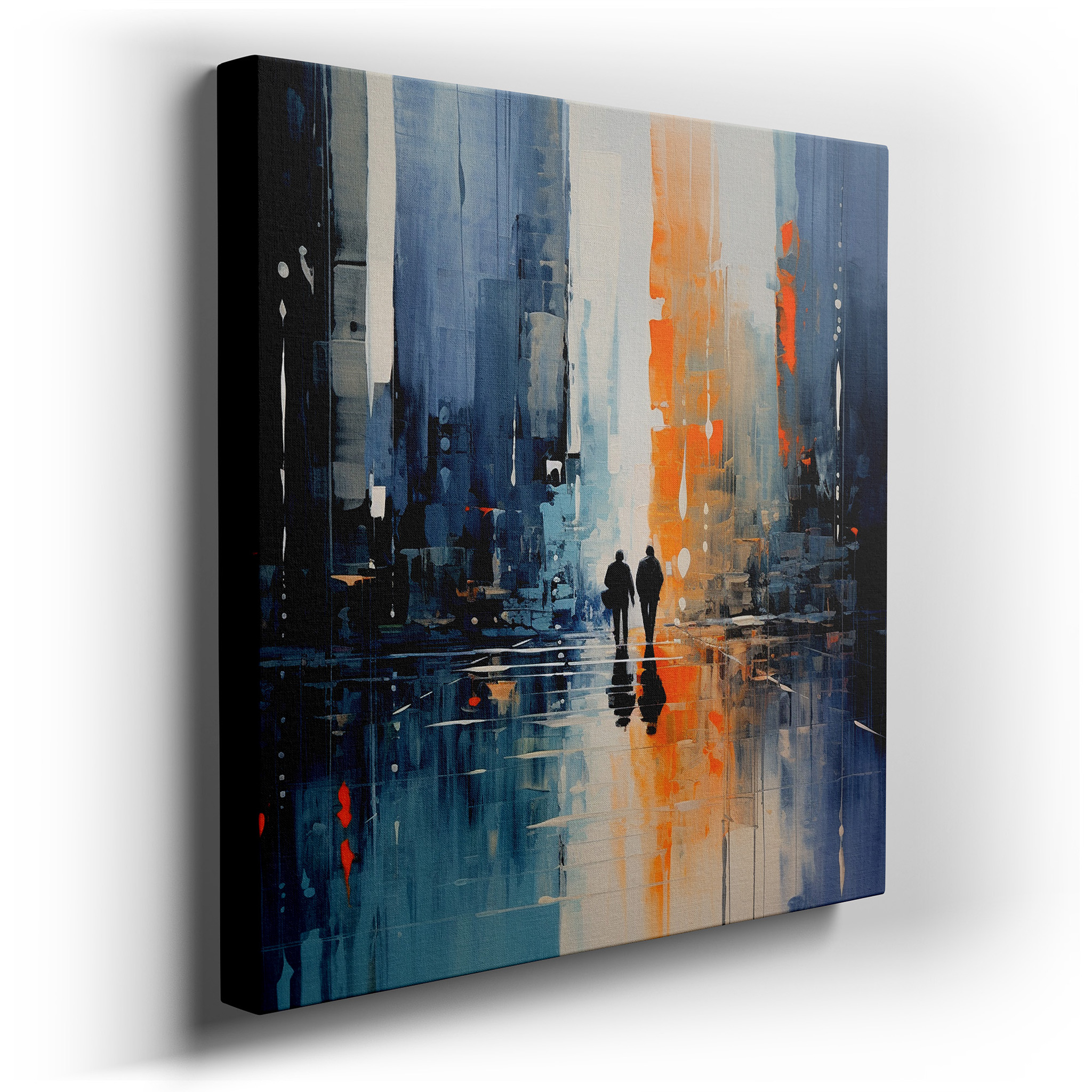 Serene Companionship in the Twilight Glow Amidst a Busy Cityscape: Large Wall Art, Canvas Wall Art, Wall Decor for