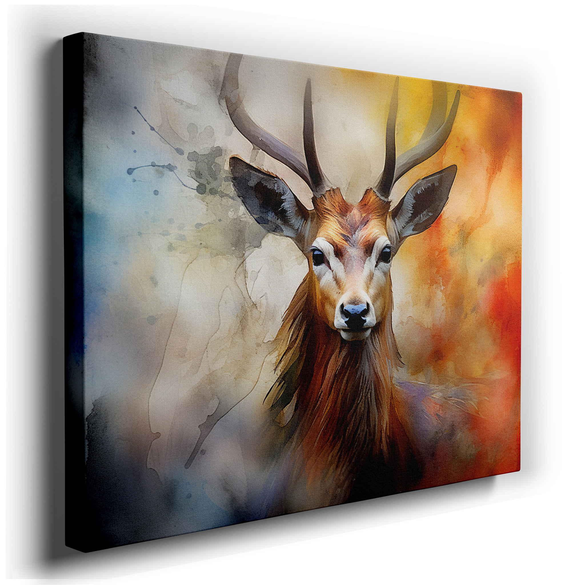 Serene Deer in Soft Tones Promotes Peace and Contemplation, Oversized Wall Art, Canvas Wall Decor, Office Wall Decor,