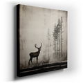 Serene Deer Silhouette - Black & White Canvas Wall Art