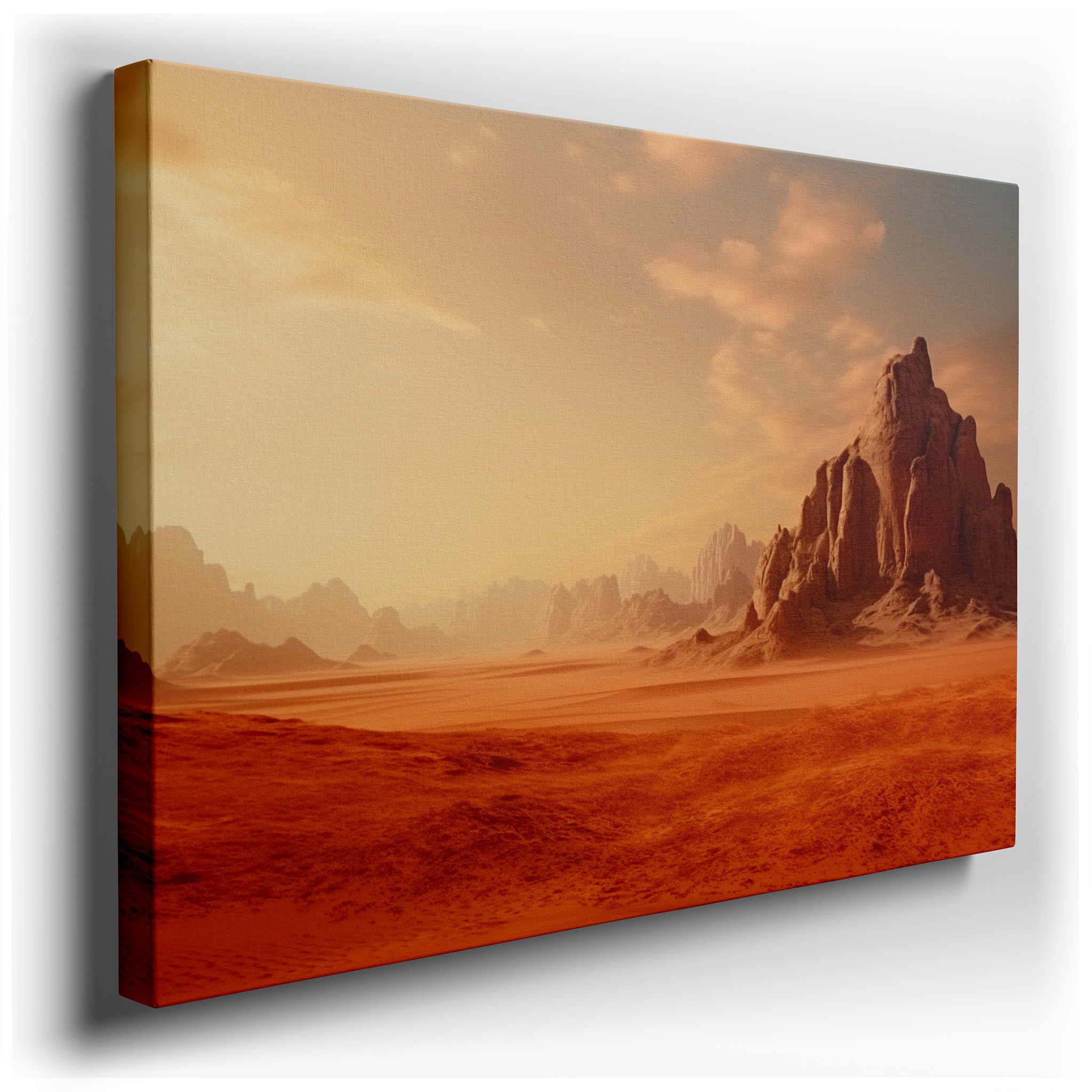 Serene Desert Scene with Grand Rock Structures and Earthy Tones - Large Canvas Wall Art for Office and Bedroom Decor