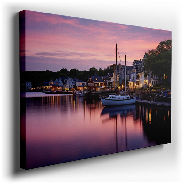 Serene Dockside Dusk - Tranquil Coastal Evening - Canvas Wall Art