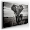 Serene Elephants - Monochrome Canvas Wall Art