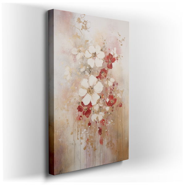 Serene Floral Canvas - Delicate Blossoms with Gold Highlights