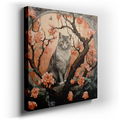 Serene Gray Cat Among Blooming Flowers - Tranquil Canvas Wall Art