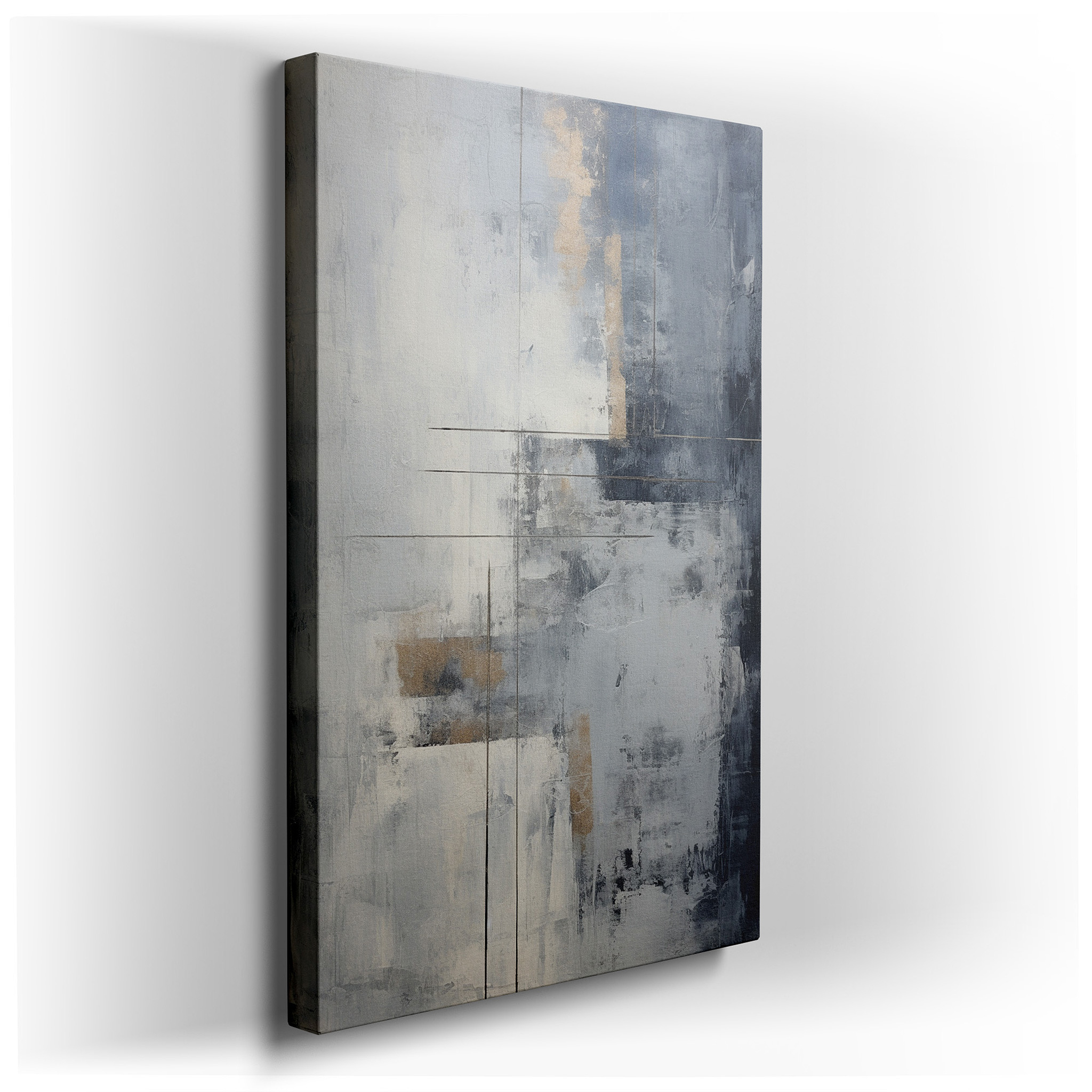 Serene Grays and Blues Blend in a Peaceful Abstract Large Wall Art, Canvas Wall Art, Wall Decor for Office, Bedroom,