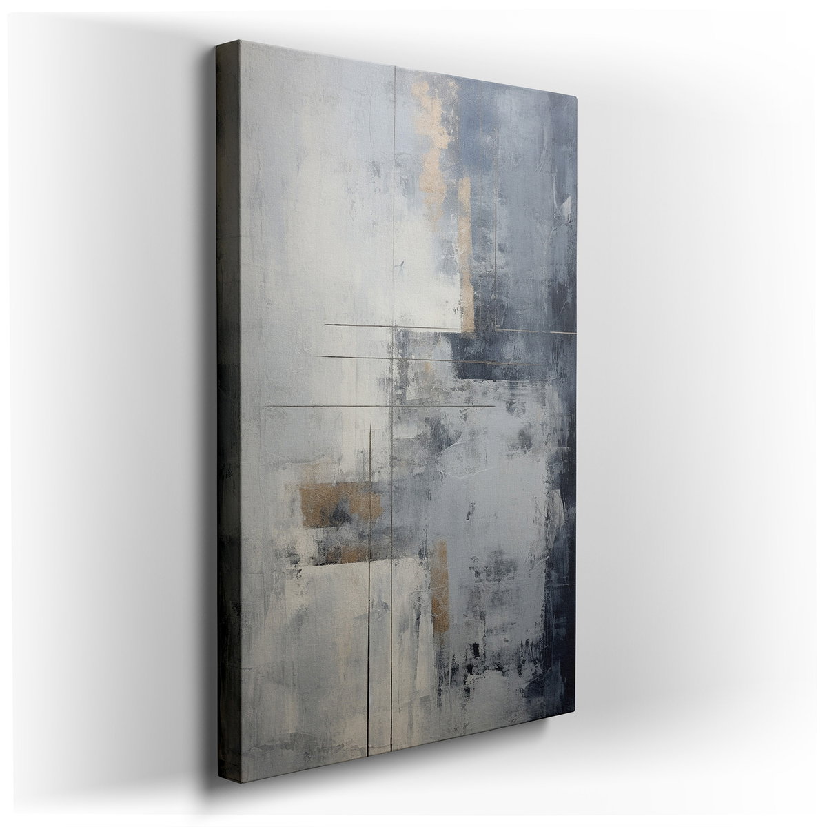 Serene Grays and Blues Abstract - Large Canvas Wall Art