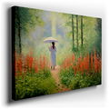 Lone Woman on Floral Path - Impressionist Canvas Wall Art