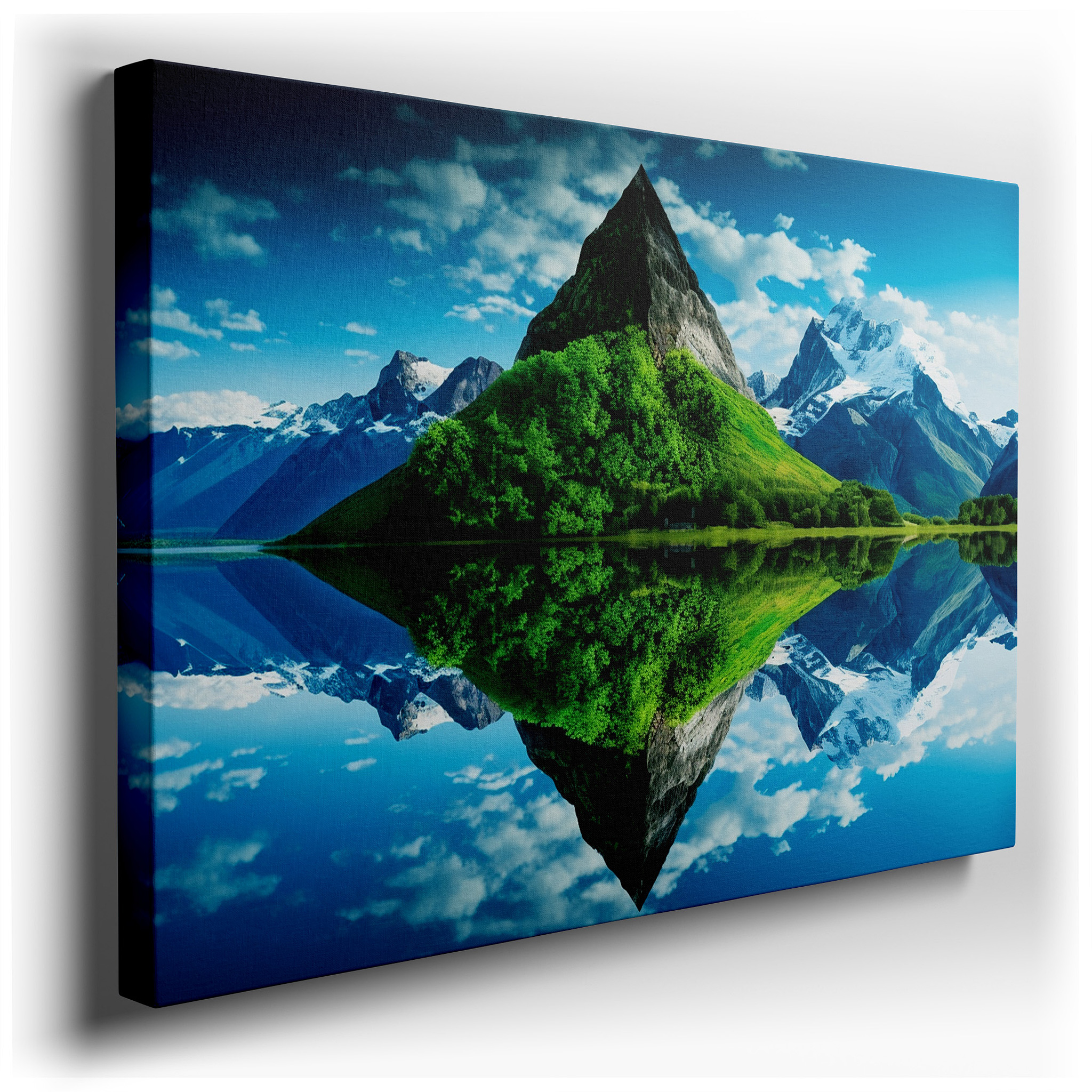 Serene Lake and Mountain Reflections Large Wall Art - Canvas Decor for Office and Bedroom wrapped canvas - main product