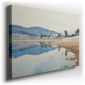 Serene Lakeside at Dawn - Ethereal Reflections Canvas Wall Art