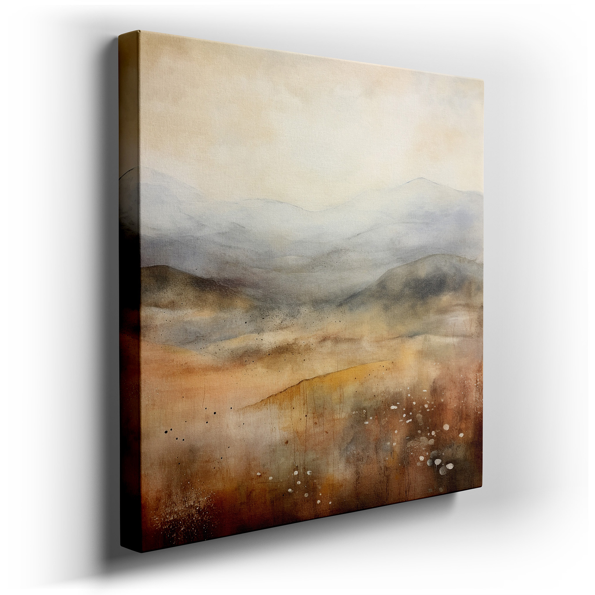 Serene Minimalistic Landscape in Earthy Tones: Large Wall Art for Tranquil Interiors, Perfect for Office and Bedroom