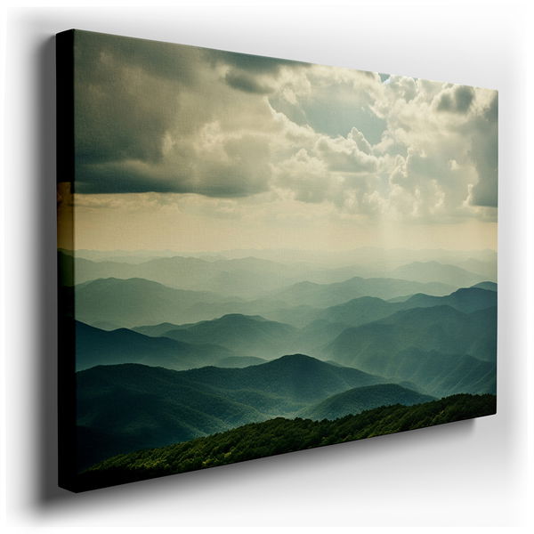 Serene Mountain Layers - Celestial Light Canvas Wall Art