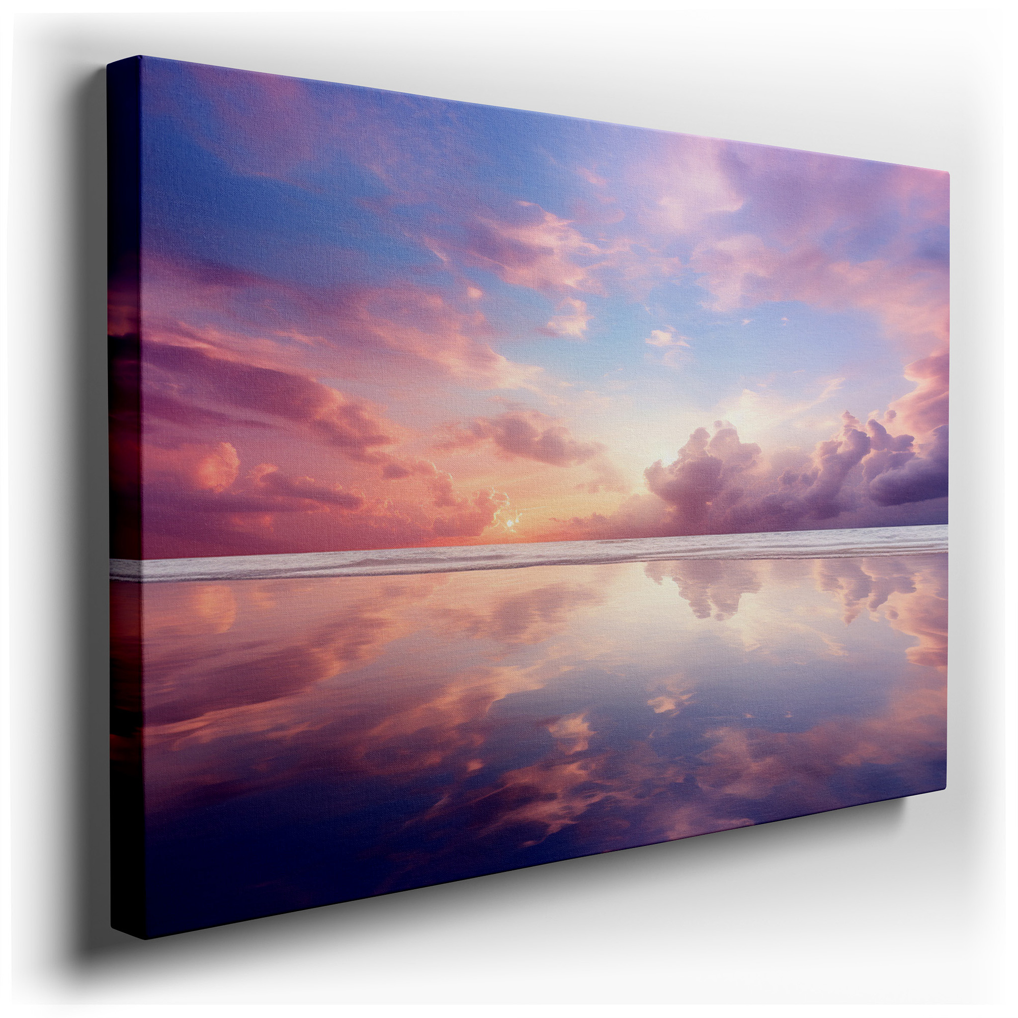 Serene Ocean at Sunset: A Gateway to Tranquility - Large Canvas Wall Art for Home and Office Decor wrapped canvas -