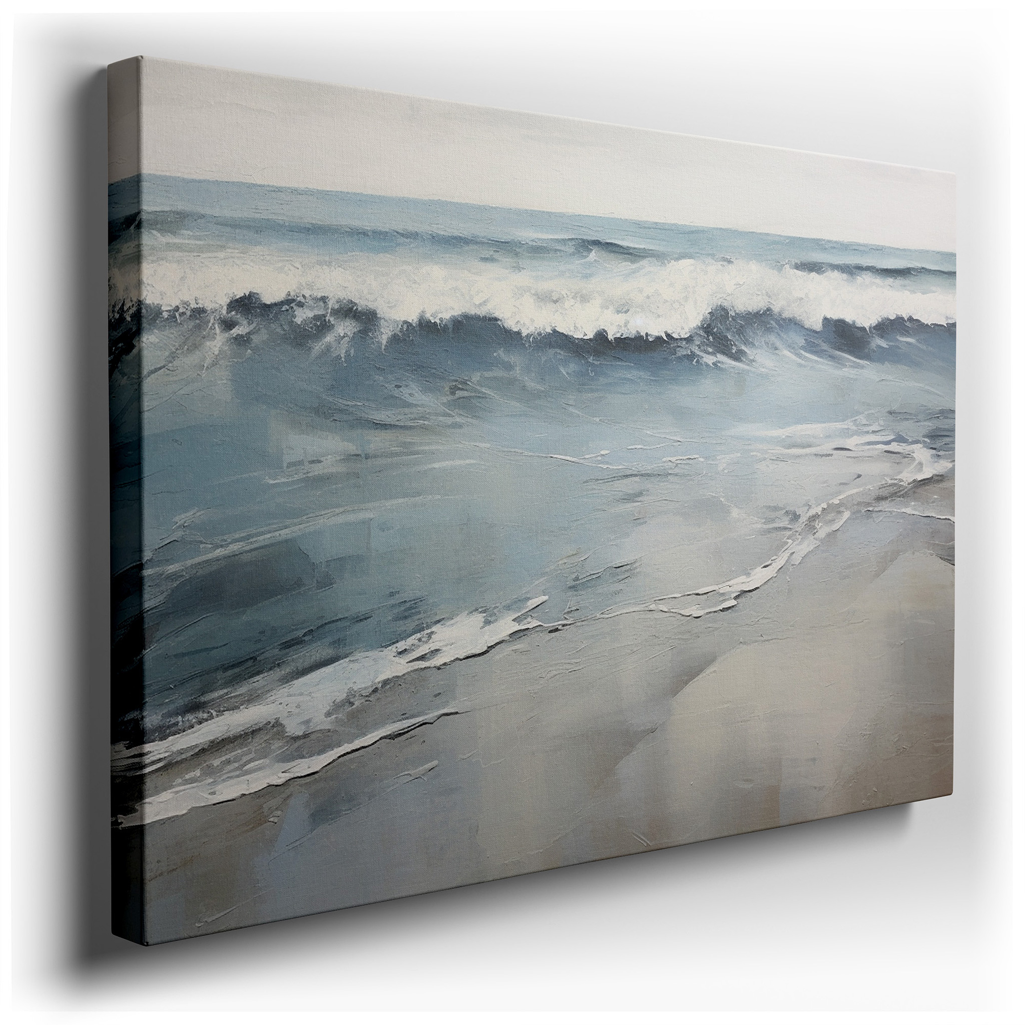 Serene Ocean View with Soft Waves and Sandy Beaches, Large Canvas Wall Art for Home and Office Decor wrapped canvas -