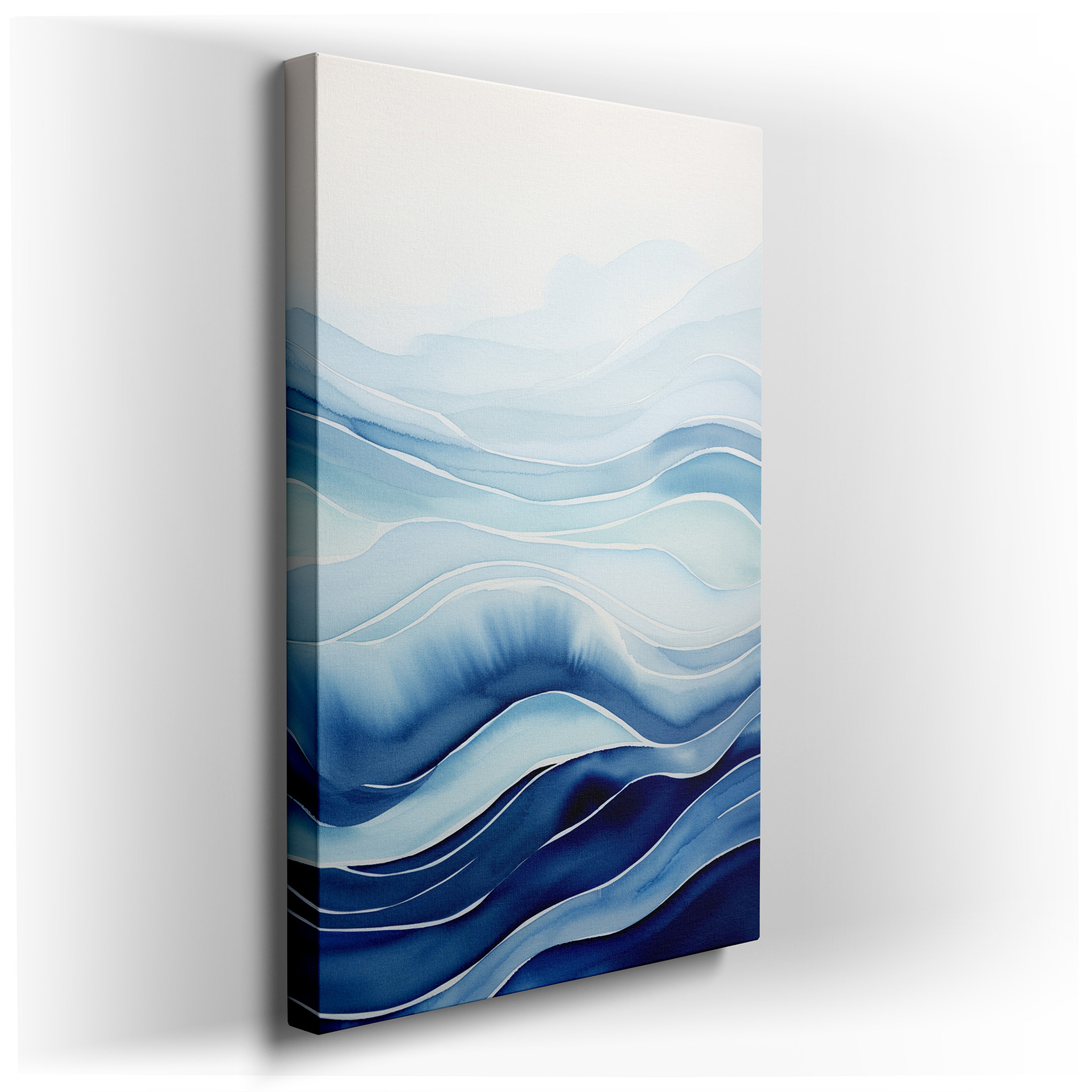 Serene Ocean Waves in Soft Blue Hues, Large Tranquil Wall Art, Canvas Decor for Office and Bedroom wrapped canvas -