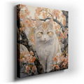 Serene Orange and White Cat Among Soft Pink Blossoms - Tranquil Canvas Wall Art