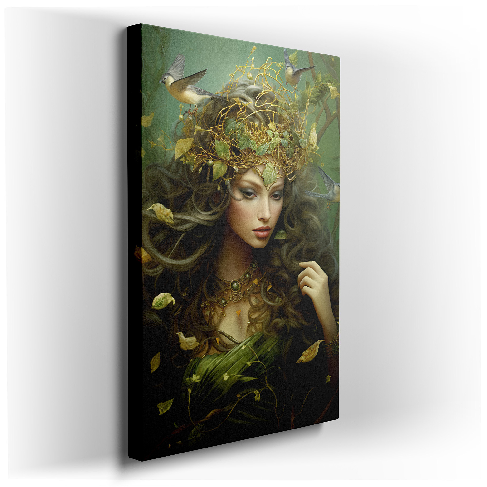 Serene Protector of Nature, Woman Surrounded by Lush Greenery Large Wall Art, Canvas Wall Art, Wall Decor for Office