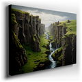 Serene River and Majestic Cliffs Canvas Art