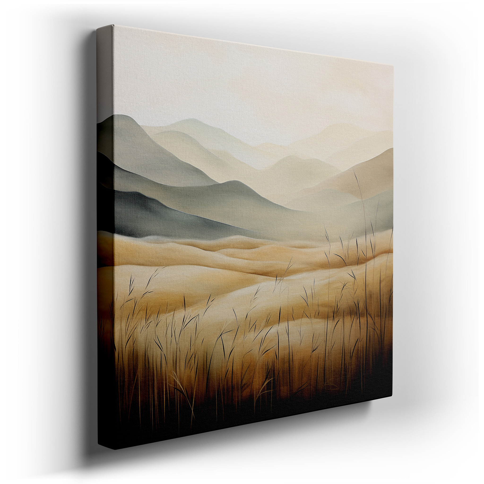 Serene Rolling Hills Landscape with Gentle Sky - Large Canvas Wall Art for Office, Bedroom, and Living Room Decor