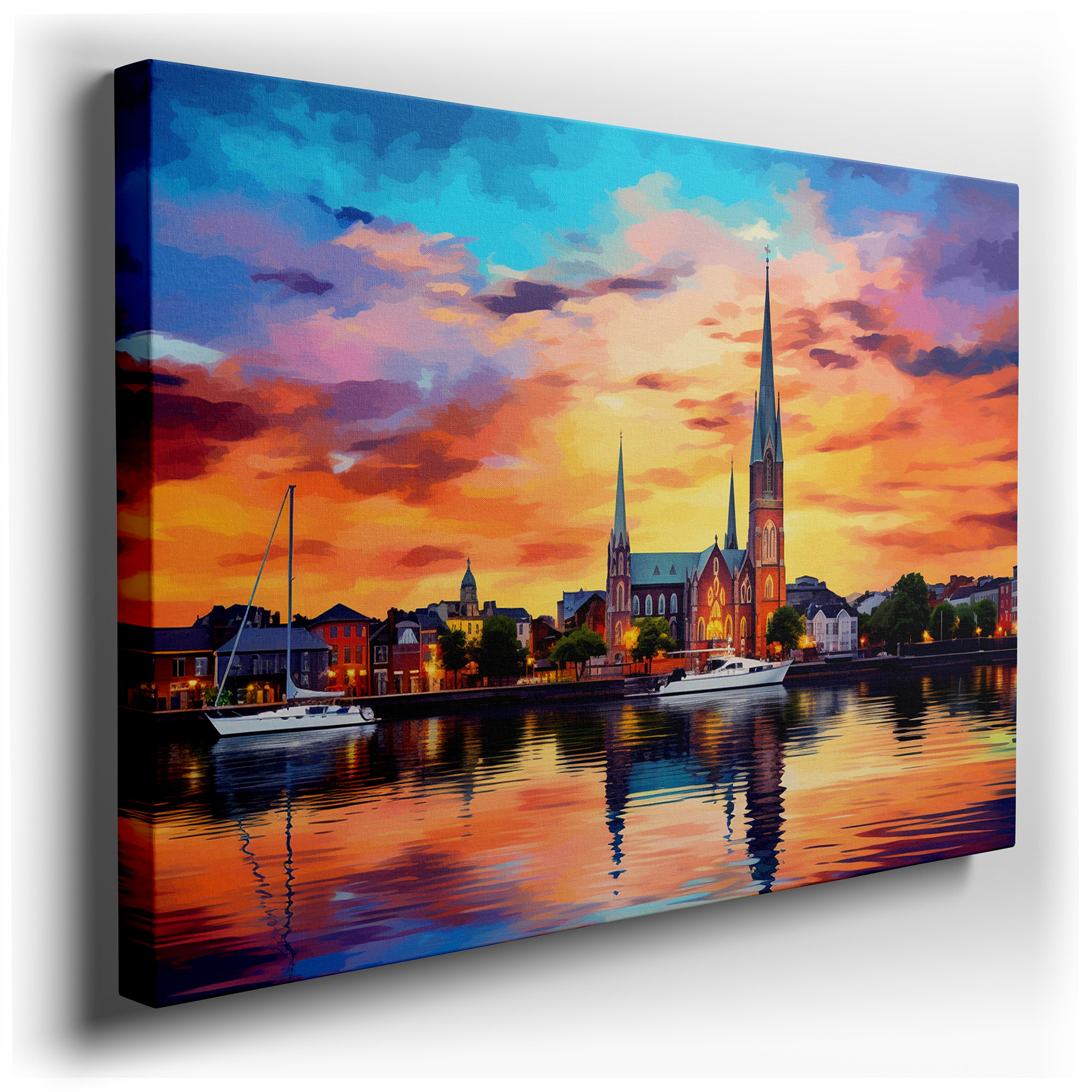 Serene Sanctuary Historical Church Canvas Wall Art Surrounded by Nature, Ideal for Office, Bedroom, and Living Room