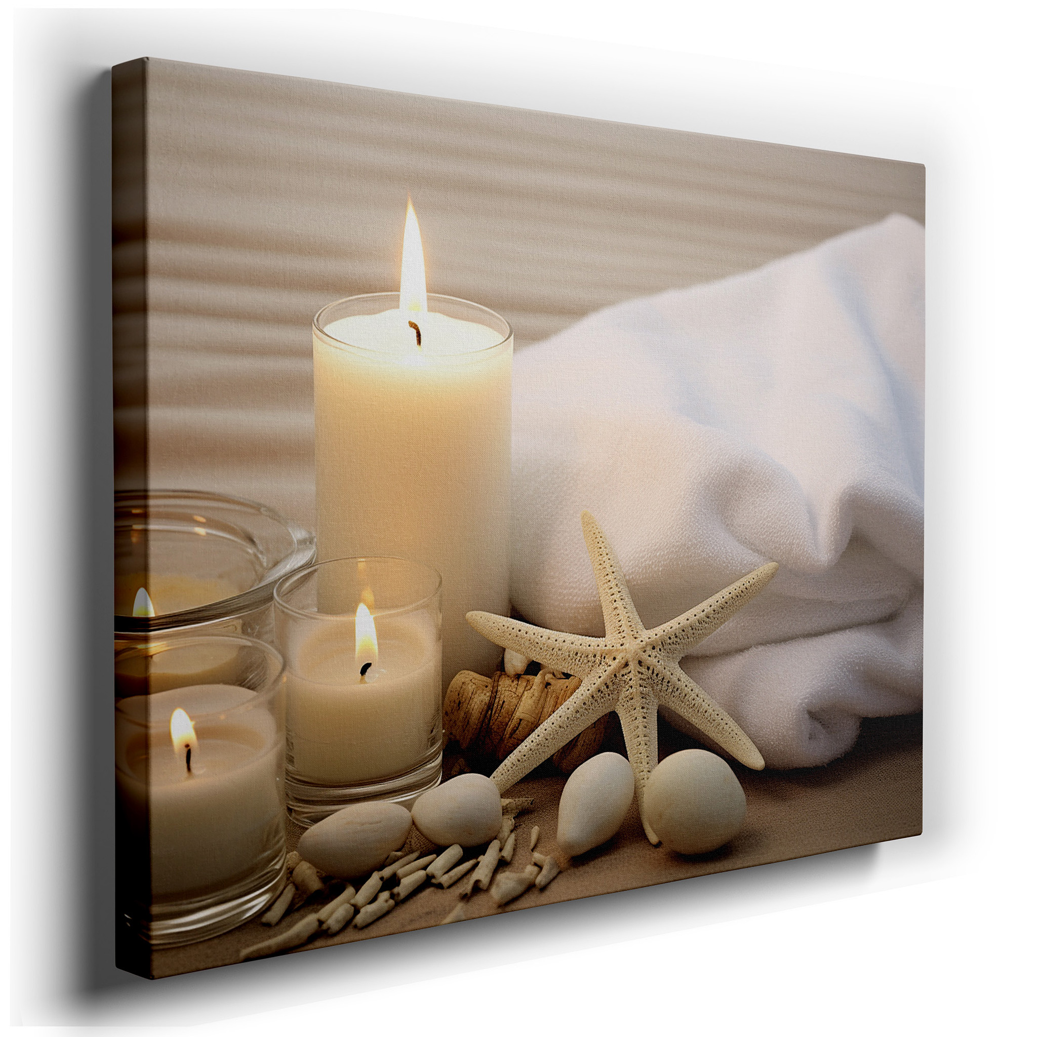 Serene Spa - Inspired Wall Art Featuring Candles, Warm Stones, and Starfish for Tranquil Luxury - Large Canvas Wall Art