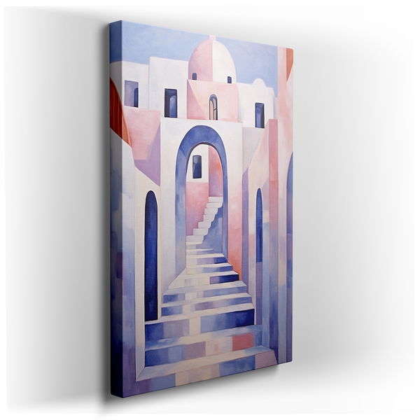 Serene Staircase Leading to Peaceful Abstract Landscape - Canvas Wall Art
