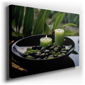 Serene Stones and Candles - Tranquil Greenery Canvas Wall Art