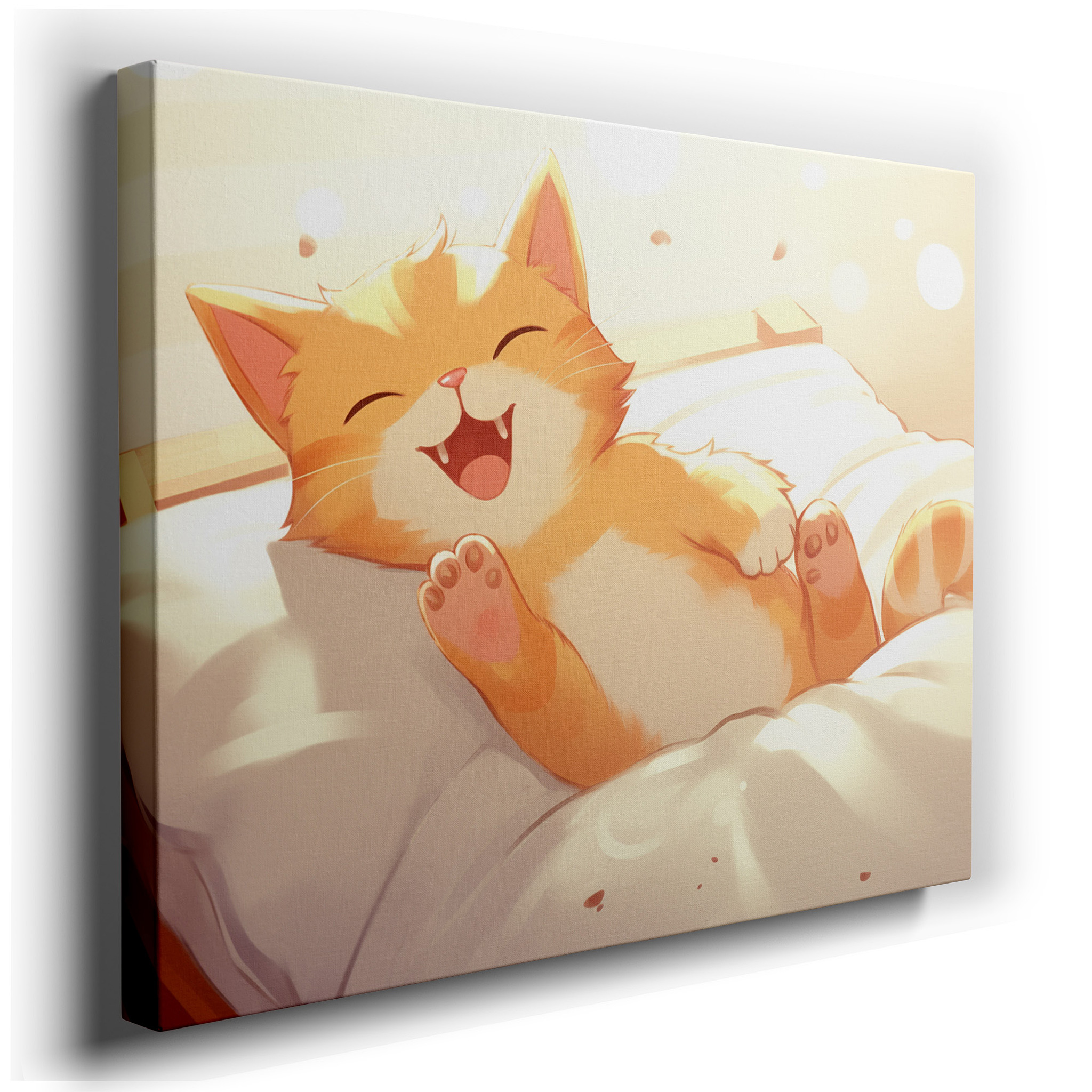 Serene Sunset Cat Wall Art: Luxurious Comfort as a Symbol of Joy and Relaxation - Perfect for Office or Bedroom Decor
