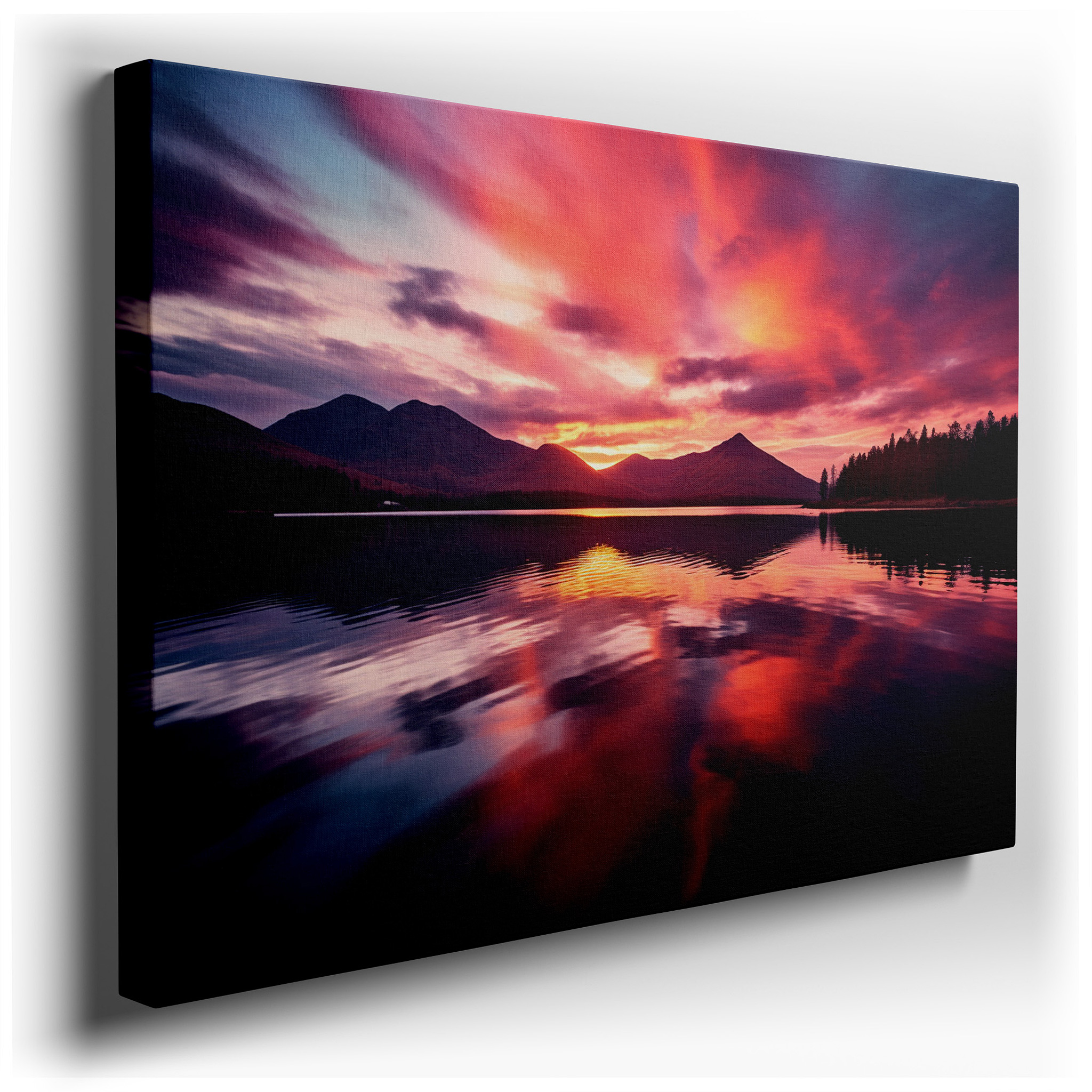 Serene Sunset Reflection: Sublime Tranquility and Awe - Inspiring Beauty - Large Canvas Wall Art for Office and Bedroom