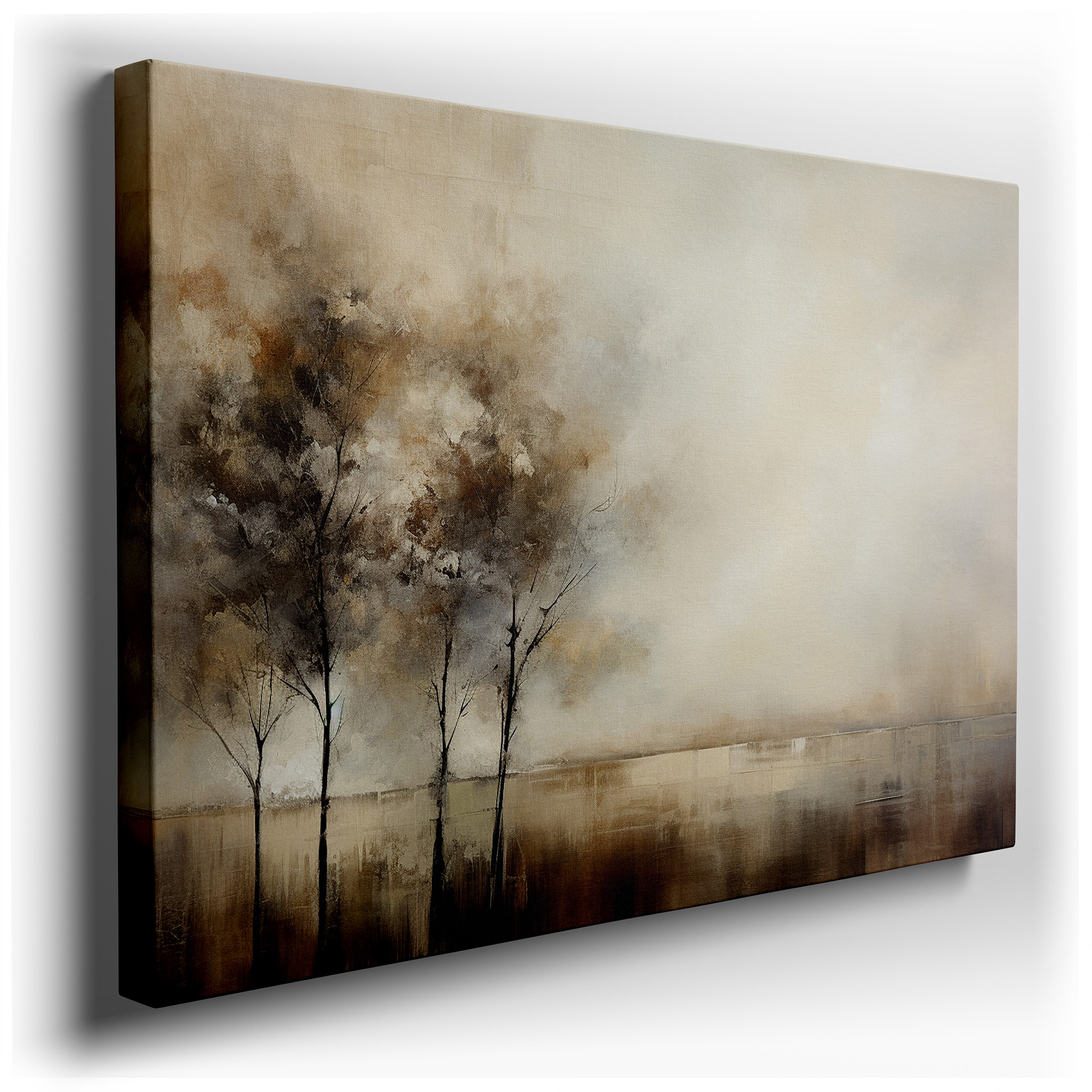 Serene Trees in Earth Tones: A Symbol of Strength and Tranquility - Large Wall Art for Any Space, Including Canvas Wall
