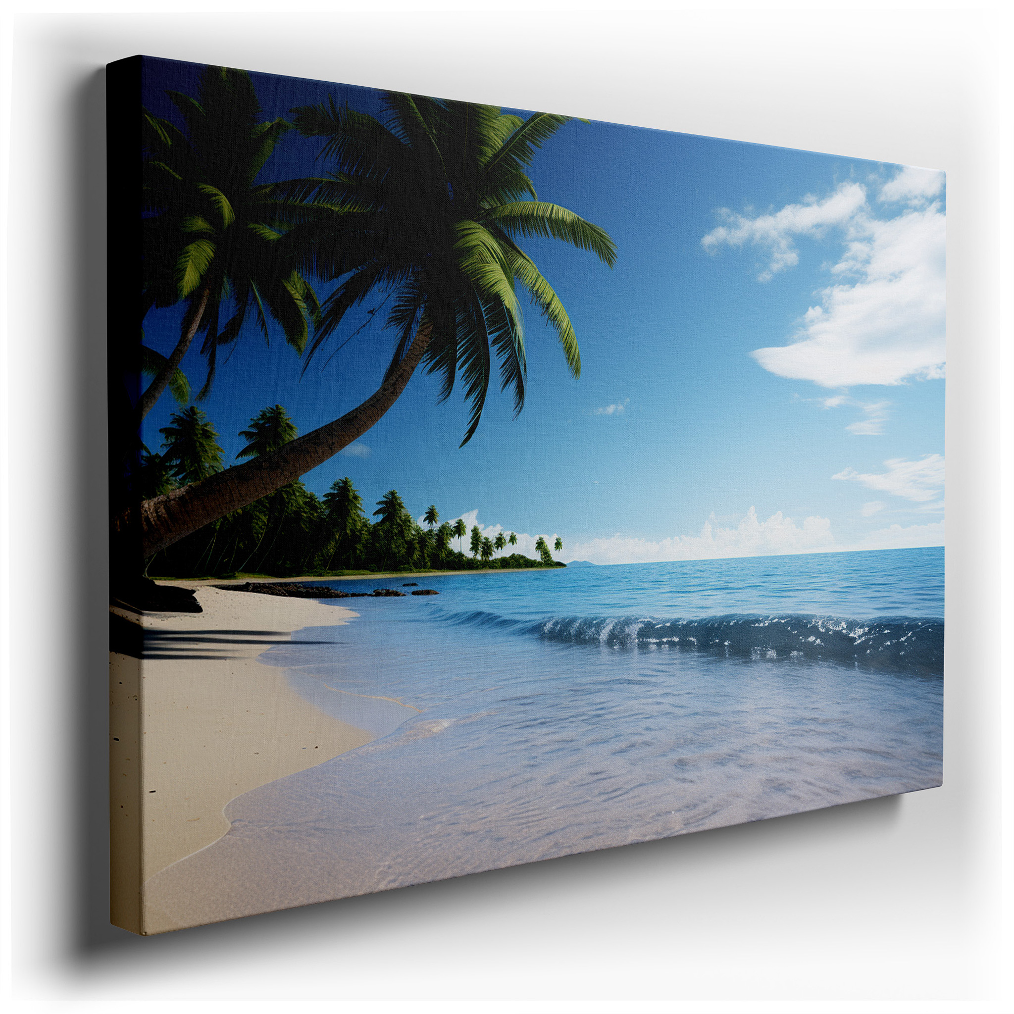 Serene Tropical Beach Scene: A Gateway to a Sun - Drenched Paradise - Large Canvas Wall Art for Office, Living Room,