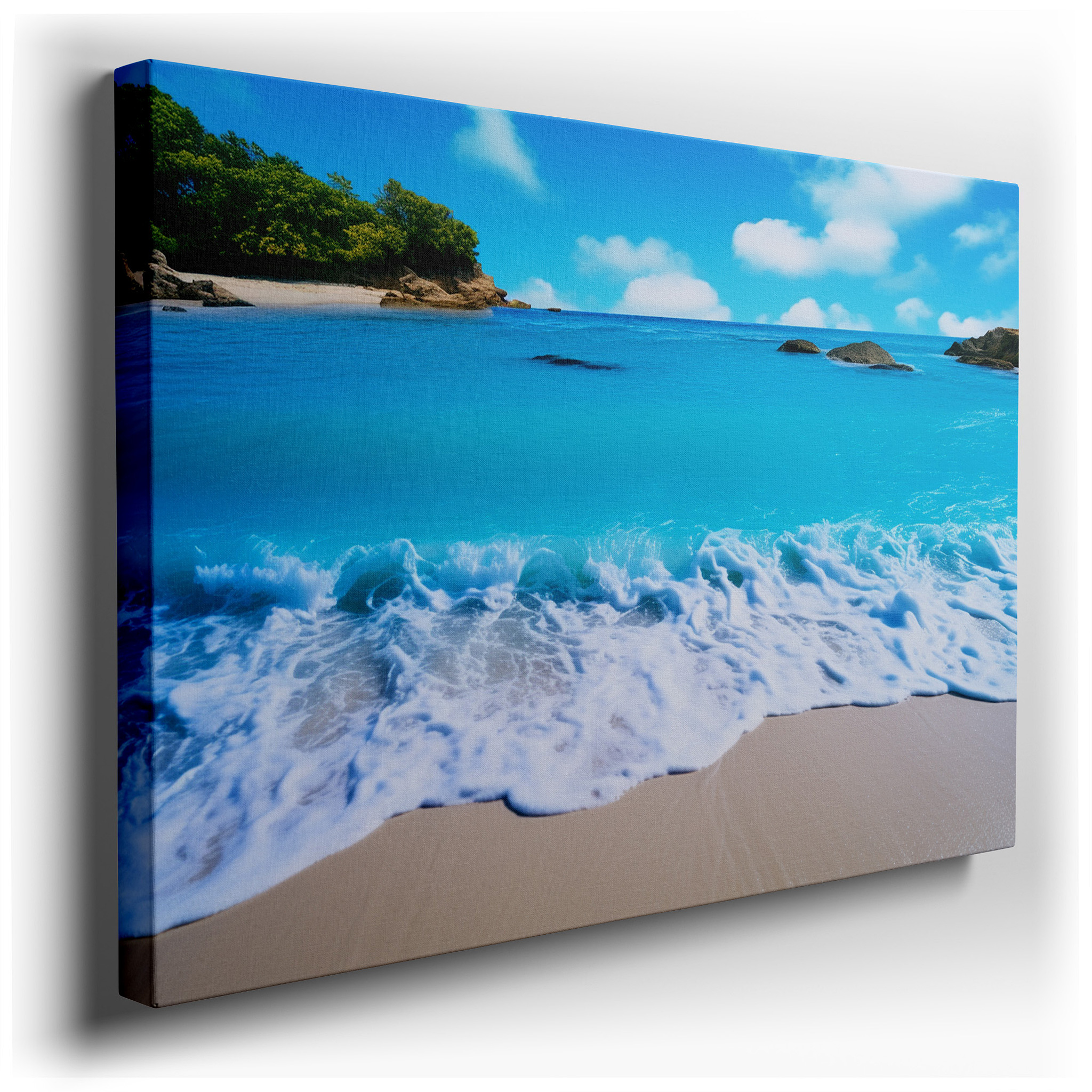 Serene Tropical Paradise Wall Art Featuring Crystal - Clear Waters and Pristine Sands - Perfect for Office or Bedroom