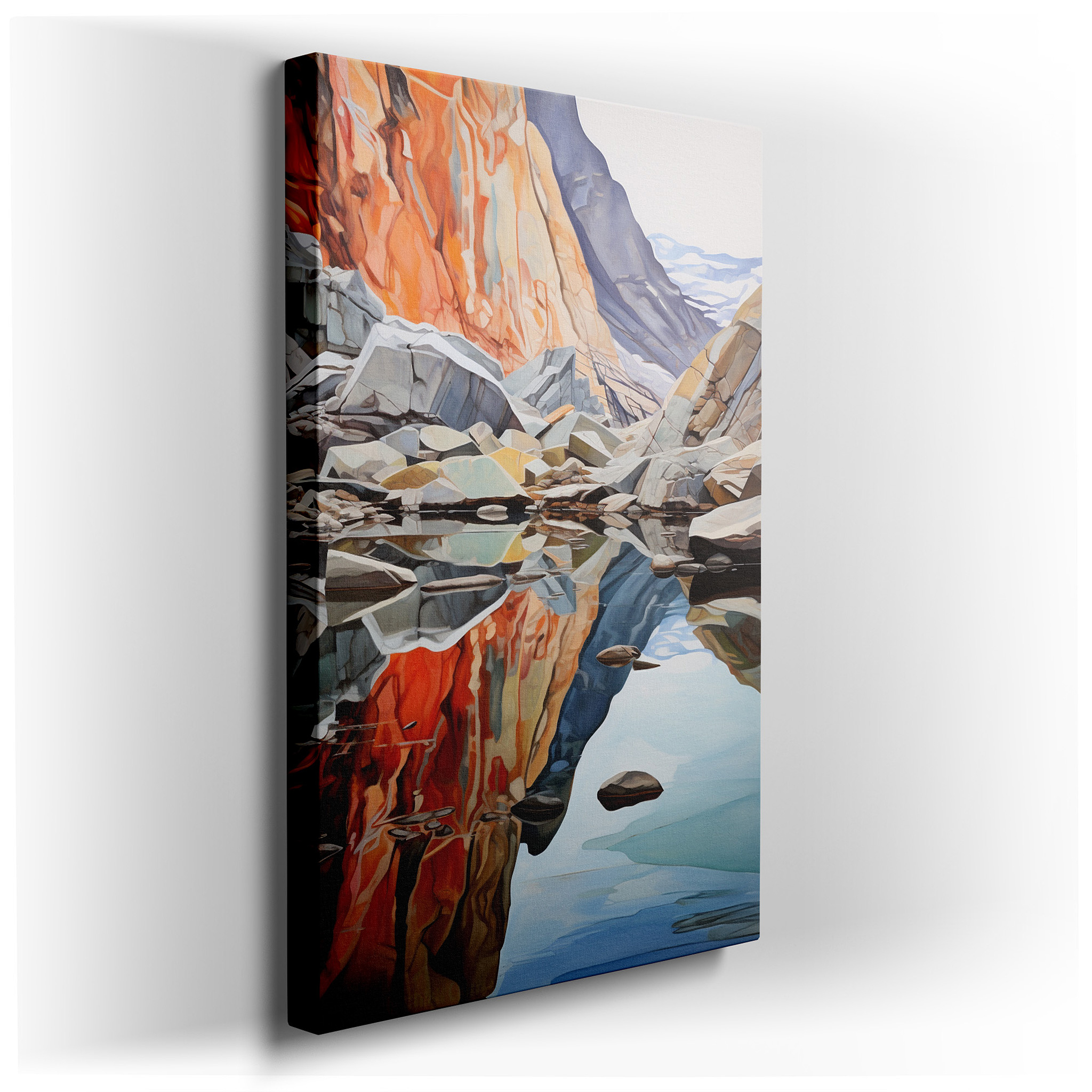 Serene Waters and Grand Rocks - Nature's Peaceful Symphony Large Wall Art, Canvas Wall Art, Wall Decor for Office and