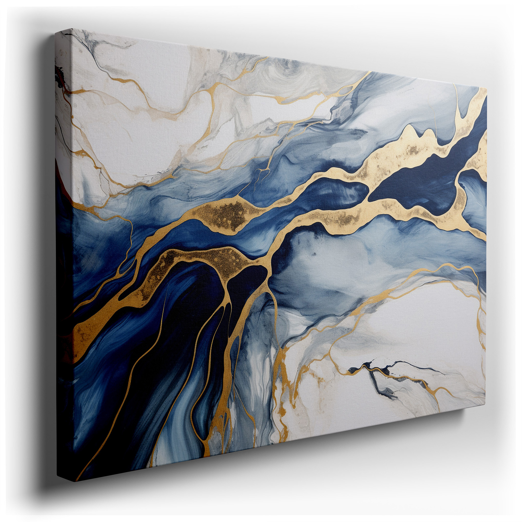 Serene Waters and Radiant Glow - Elegant Blue Hues with Glimmering Highlights Large Wall Art, Canvas Wall Art, Wall