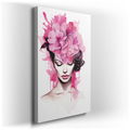 Woman with Bright Pink Flowers Wall Art