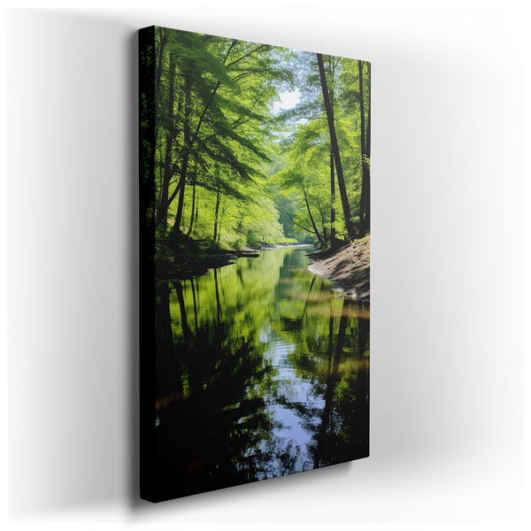 Serene Woodland Oasis - Tranquil Green Canvas Wall Art