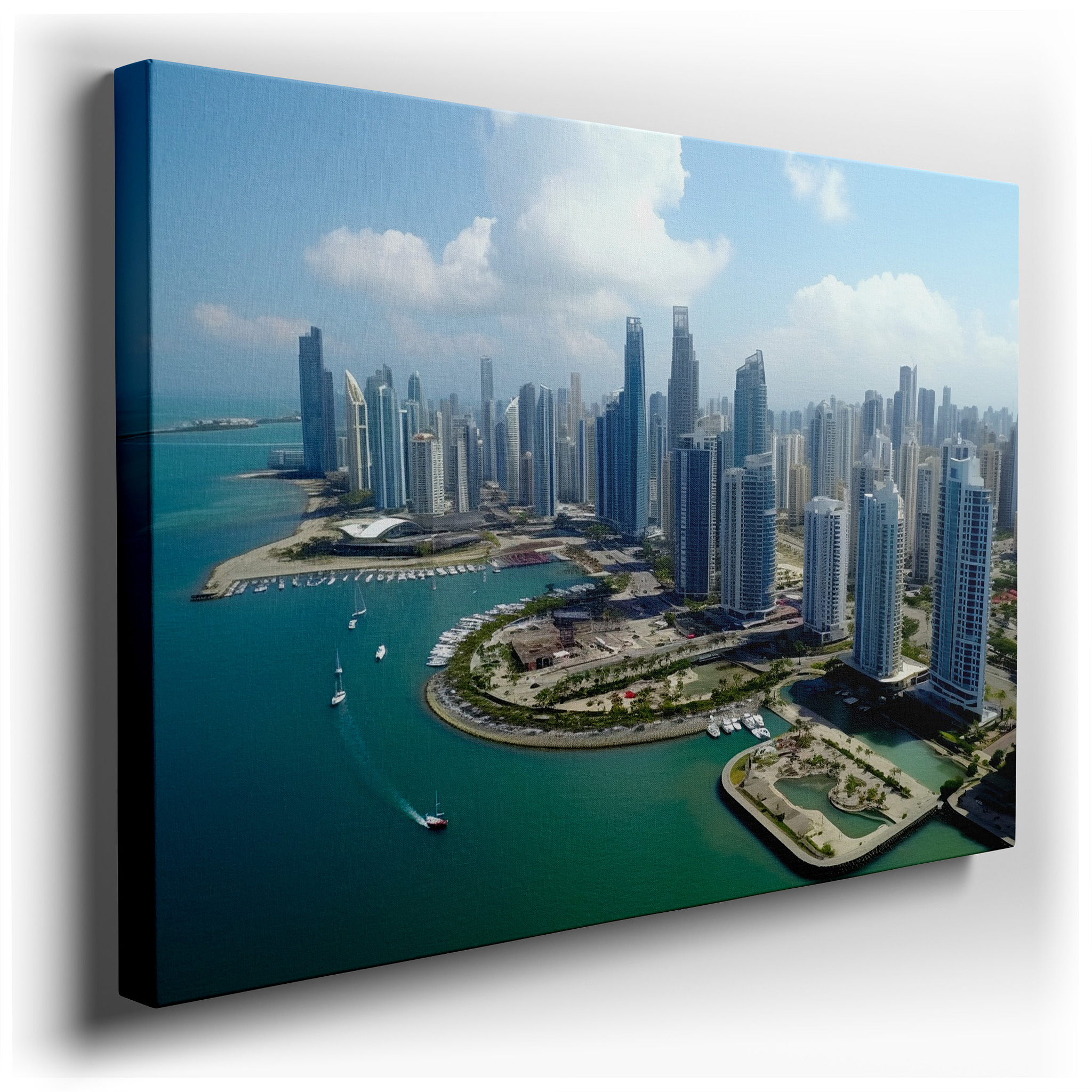 Skyscraper Symphony: Urban Brilliance and Architectural Mastery - Large Canvas Wall Art for Office Decor wrapped canvas