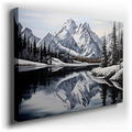 Snow-Capped Mountain - Tranquil Lake Canvas Wall Art